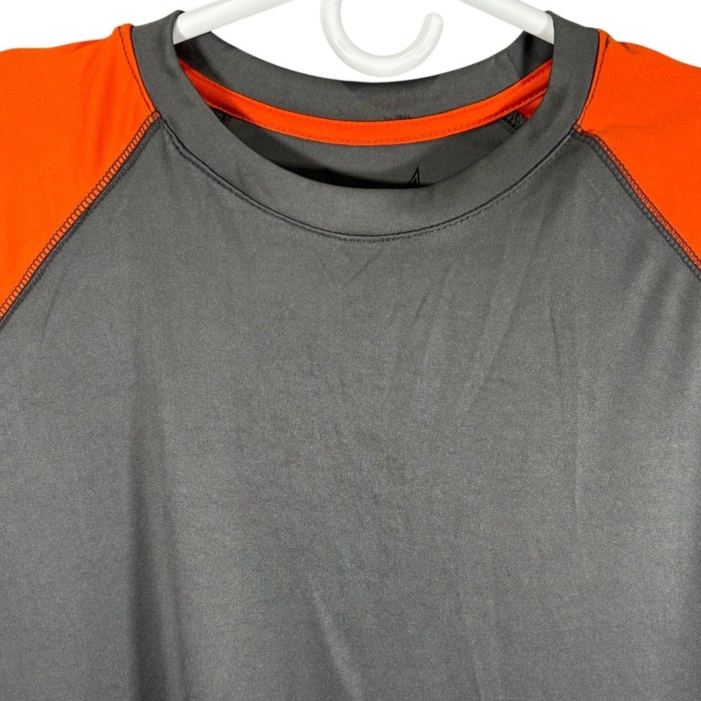 Tapout‎ Mens Long Sleeve Performance Shirt Graphite Orange Large Colorblock New